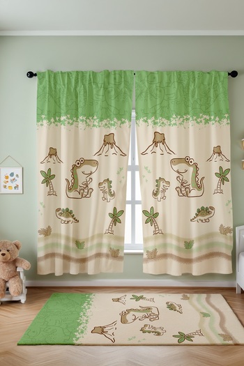 EVPANYA Dinosaur Era Patterned Children's Baby Room Background Curtain (Single Wing Pricing)