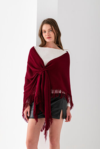 Wega Moda Women's Triangle Tassel Shawl, Stylish Women's Shawl Model with Tassels, Shoulder Shawl, Women's Triangle Shoulder Shawl with Tassels.