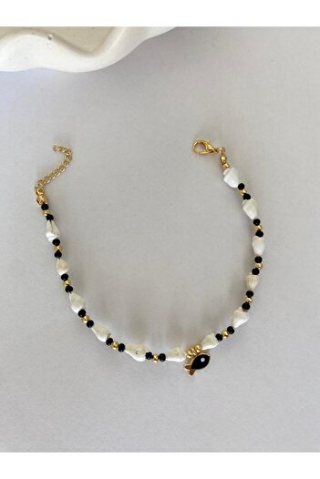 marsel aksesuar Gold Color Anklet with Seashell Fish Figure