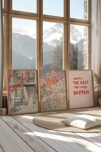 Postifull Wooden Painting Set, 3 Pieces Wooden Framed Poster the Best Happen Model No:300864, Wall Decor