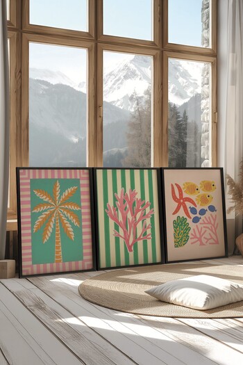 Postifull Siyah Tablo Seti, 3 Adet Siyah Çerçeveli Poster tree valley Model No:300829, Duvar Dekoru