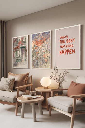 Postifull White Painting Set, 3 Pieces White Framed Poster the Best Happen Model No:300864, Wall Decor