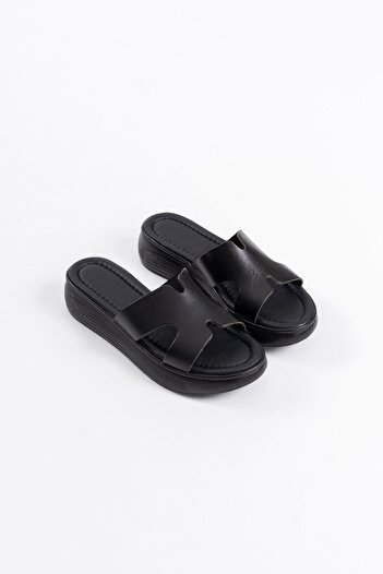 ripuvainen Elvish Women's Lightweight Comfortable Summer Genuine Leather Slippers - Black
