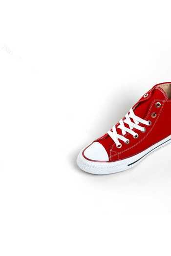 PremiumShoes Red Long Ankle Linen Conver Sneaker