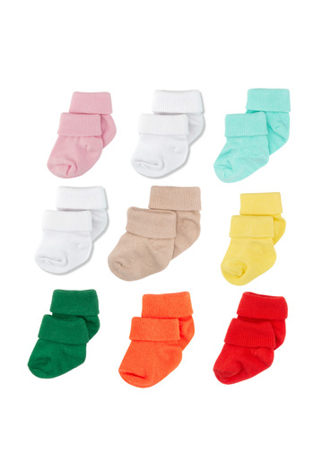 Novibaby 9 Pack Bamboo Newborn Baby Socks, Girls Boys Socks, White Ecru Pink Multicolor