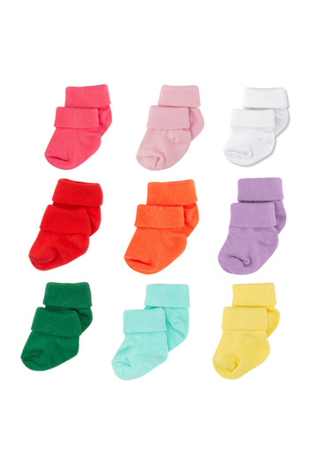 Novibaby 9 Pack Bamboo Newborn Baby Socks, Girls Boys Socks, White Ecru Pink Multicolor