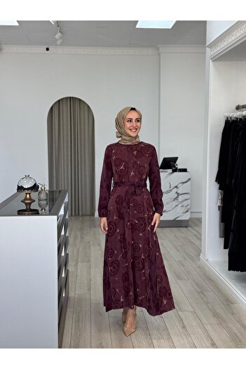 MissWhence Skirt Zippered Cupra Dress Burgundy 36826