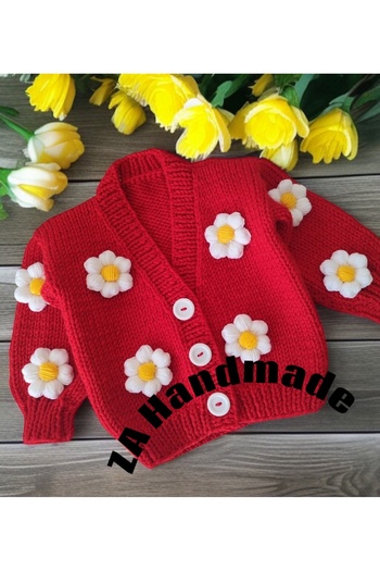ZAHandmade Children's Cardigan with Daisies