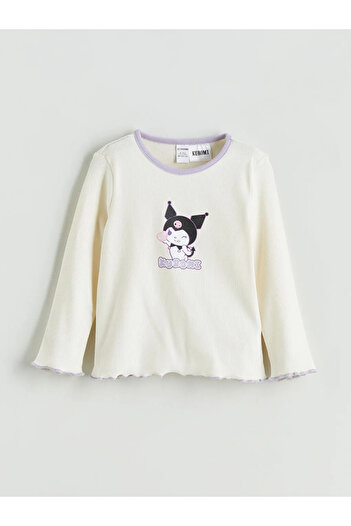 LC Waikiki Lcw Kids Ecru Crew Neck Kuromi Printed Girl's T-Shirt