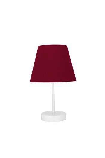 Semboldekor Stylish Table Lamp with White Legs and Burgundy Hat, Floor Lamp