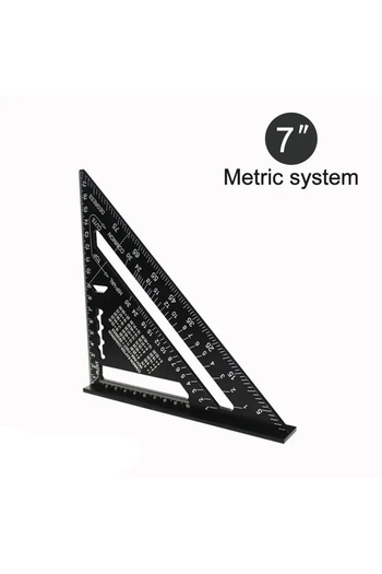 Choice1 black-metric New 7Inch Triangle Ruler Measurement Tool Aluminium Alloy Carpenter Tools Inch Metric A