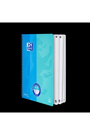 Oxford Notebook Touch Duo, A4+, 80 Sheets, Twin Wire, Scribzee, Ruled + Grid, Color Aqua Blue