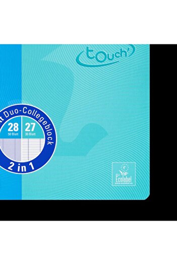 Oxford Notebook Touch Duo, A4+, 80 Sheets, Twin Wire, Scribzee, Ruled + Grid, Color Aqua Blue