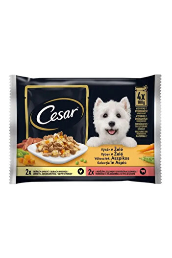 CESAR Hrana umeda pentru caini adulti Cesar, selectii de carne si legume in aspic, 4 x 100 g