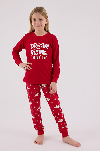 Rolypoly Kız Çocuk Kırmızı Pijama Takımı