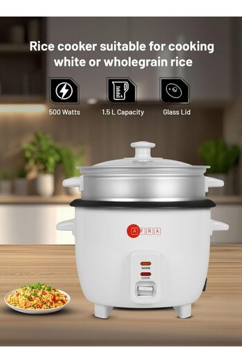 Afra Japanese Technology Rice Cooker, 1.5L, Non-Stick Inner Layer, Glass Lid, Aluminum Base, Heat Preserv