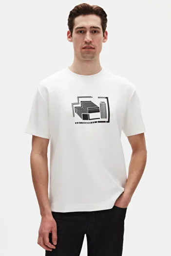 Twn Relaxed Fit Ecru Plain T-Shirt