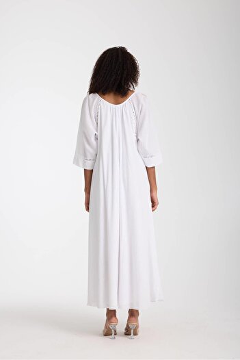 White By Nature Lace Collar Detailed Dress
