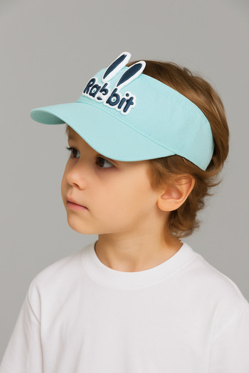CosmoOutlet Cute Rabbit Eared Summer Sunscreen Τυρκουάζ Χρώμα Παιδικό καπέλο προσωπίδας