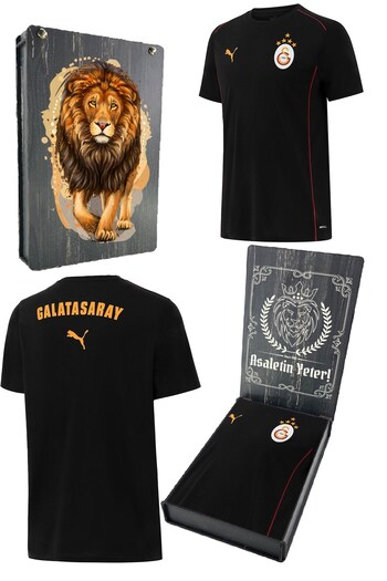 Galatasaray Γνήσιο μπλουζάκι με άδεια χρήσης με λαιμόκοψη μαύρο προπόνησης 5 αστέρων Gs Aslan Bas