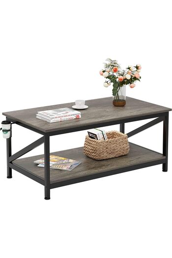 SKY TOUCH SKY-TOUCH 2-Tier Coffee Table for Living Room｜Durable Industrial Coffee Table｜End Table｜Storag