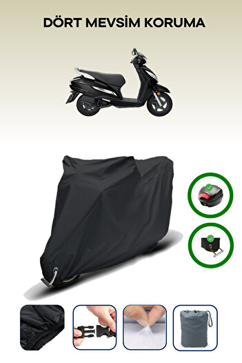 Breen Black Rear Bag and Lock Compatible Honda Activa 125 Motorcycle Tarpaulin