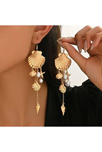 Minnoş Dükkan Bohemian Seashell Dangle Earrings