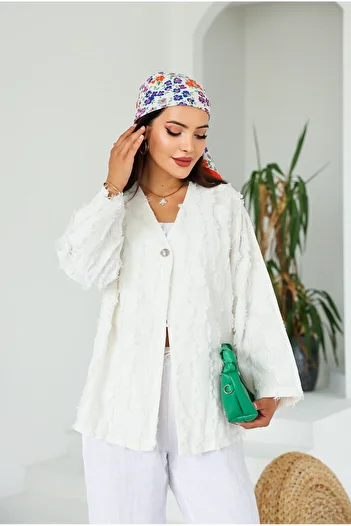 Vegove Fringed Kimono Ecru