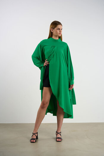 HANIQA Green Color Slit Shirt |   44-50