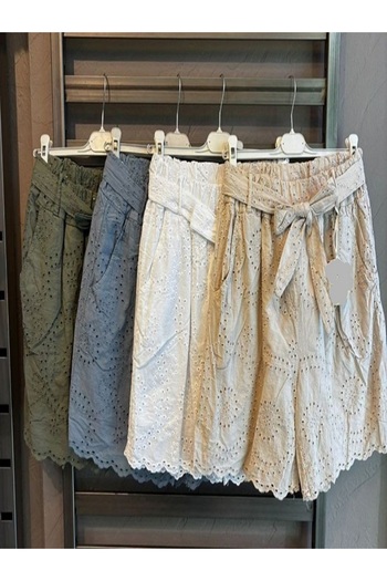 Özgürbutik Linen Fisto Detail Cotton Short