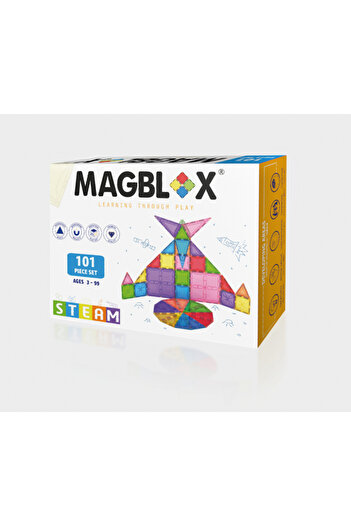 Magblox Set magnetic - 101 piese magnetice de constructie transparente