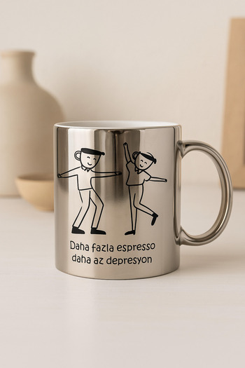 çokaş Text Printed Large Size Silver Coffee & Tea Mug