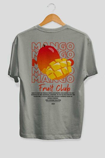 Ankhises Mango Back Printed Gray Oversize T-Shirt Men Women Cotton Crew Neck Tshirt