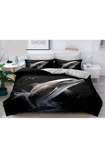 FIONNA.RO 3D Satin Cotton Bed Linen - Dolphin