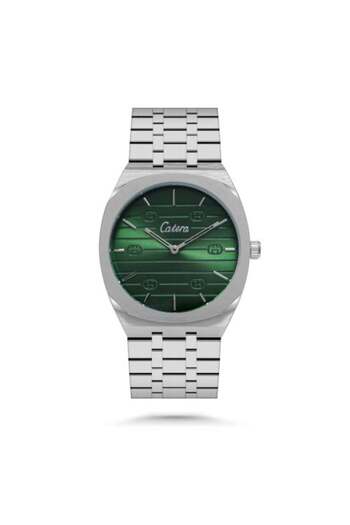 catera Men's steel watch with a green dial