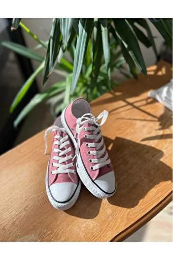 PremiumShoes Dried Rose Short Cnv Linen Sneaker