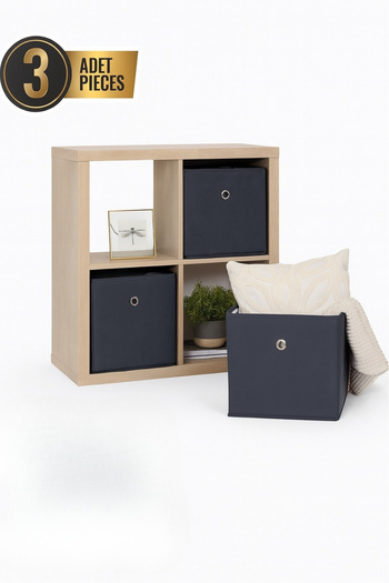Hesaplı Kasa Shelf Organizer Set of 3, Organizer Organizer Box, Anthracite