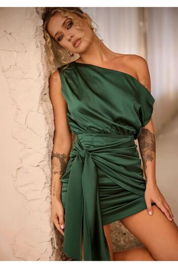 boutiquen Linich&Co Satin Dress with Tie Detail