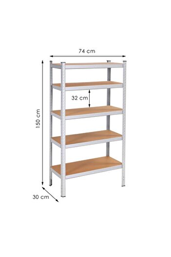 SERSIMO Modular metal frame shelf for storage, 5 shelves, 205x120x45cm, load 1000kg