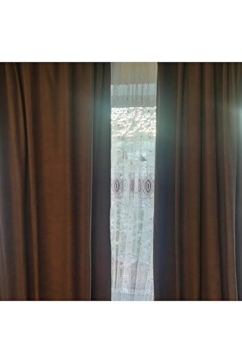 Elegant Set of two Elegant velvet curtains, Brown, worked on rejansa and rail, 150x260 cm