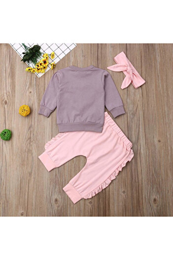 UniqueStore.ro Girls 3-piece set with pink ruffles and heart