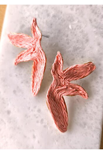 VOBEEYKU Half Flower Straw Earrings on Gold Plate