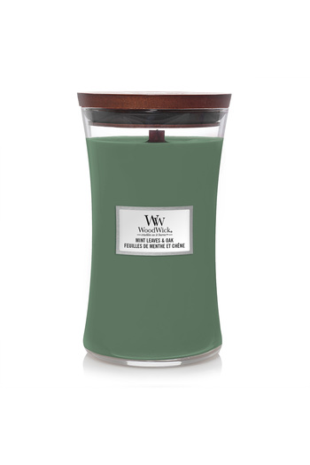 Wood Wick Mint Leaves & Oak - Large Hourglass Candle with Pluswick