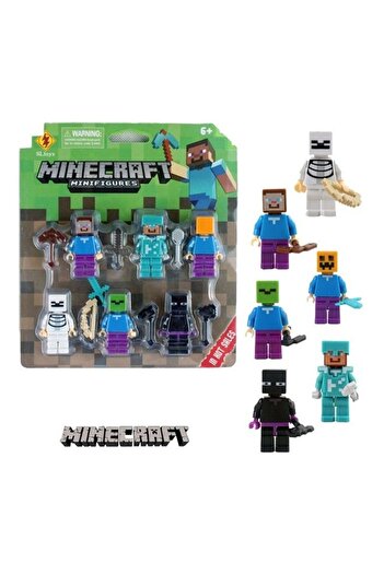 Generic 6-Pieces JMD Minecraft Mini Action Figure Toys Set With Weapons