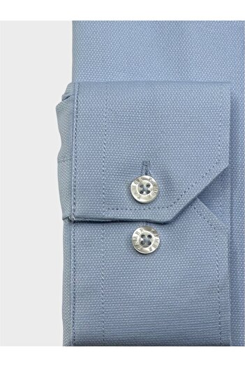 KAMER ERKEK SLIM FIT UZUN KOL KLASİK YAKA CEPSİZ LİKRALI ARMÜRLÜ AÇIK MAVİ GÖMLEK 2349MA