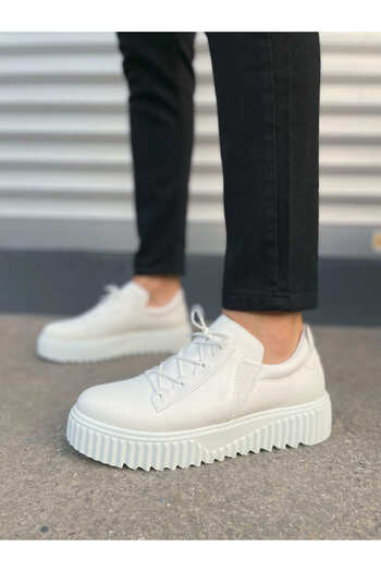 Joy Ayakkabı Jy502 Bold Lace-Up Skin Men's Casual Sneaker Shoes Cbt - White
