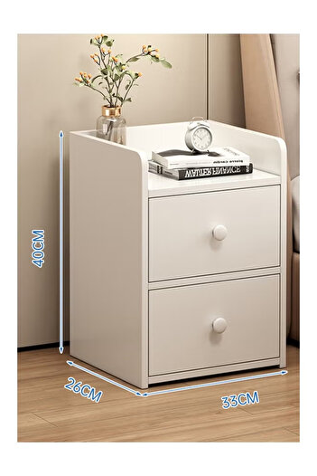 ENAR Mini bedside storage cabinet with double drawers, white
