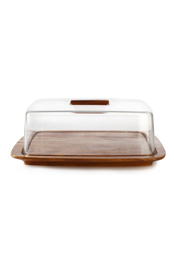 Billi Natural Thai Wood Serving Bowl with Acrylic Lid
