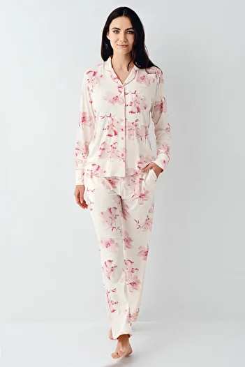 Pierre Cardin Women's Cream Shirt Pajamas