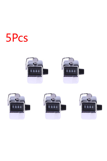 Choice3 5Pcs Silver Handheld 4 Digital Tally Counter Mechanical Manual Palm Clicker Number Count Assorted Ta